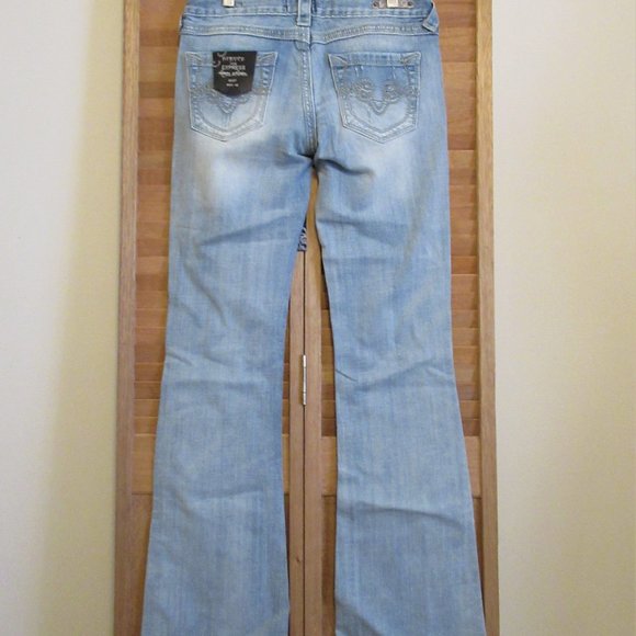 NWT EXPRESS REROCK BOOT Bootcut Blue Jeans Womens Size 4R 4 Regular - Picture 2 of 13
